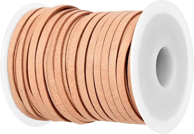 GENIQUE 3mm Leather Cord, 1/8 inch Leather String Cord, Leather Strips for Leather Shoe Laces, Necklace, Bracelets, Jewelry Making, Crafting (3mm Natural Distressed 5Mtr) - Image 1